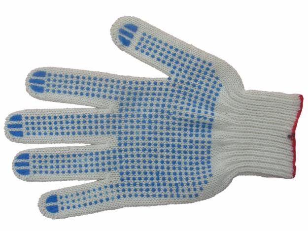 Перчатки трикотажные (х/б., с ПВХ, 7-ми нит., белые 